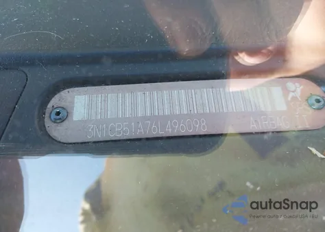 2006 Nissan Sentra 1.8S из США, поврежденный, VIN 3N1CB51A76L496098